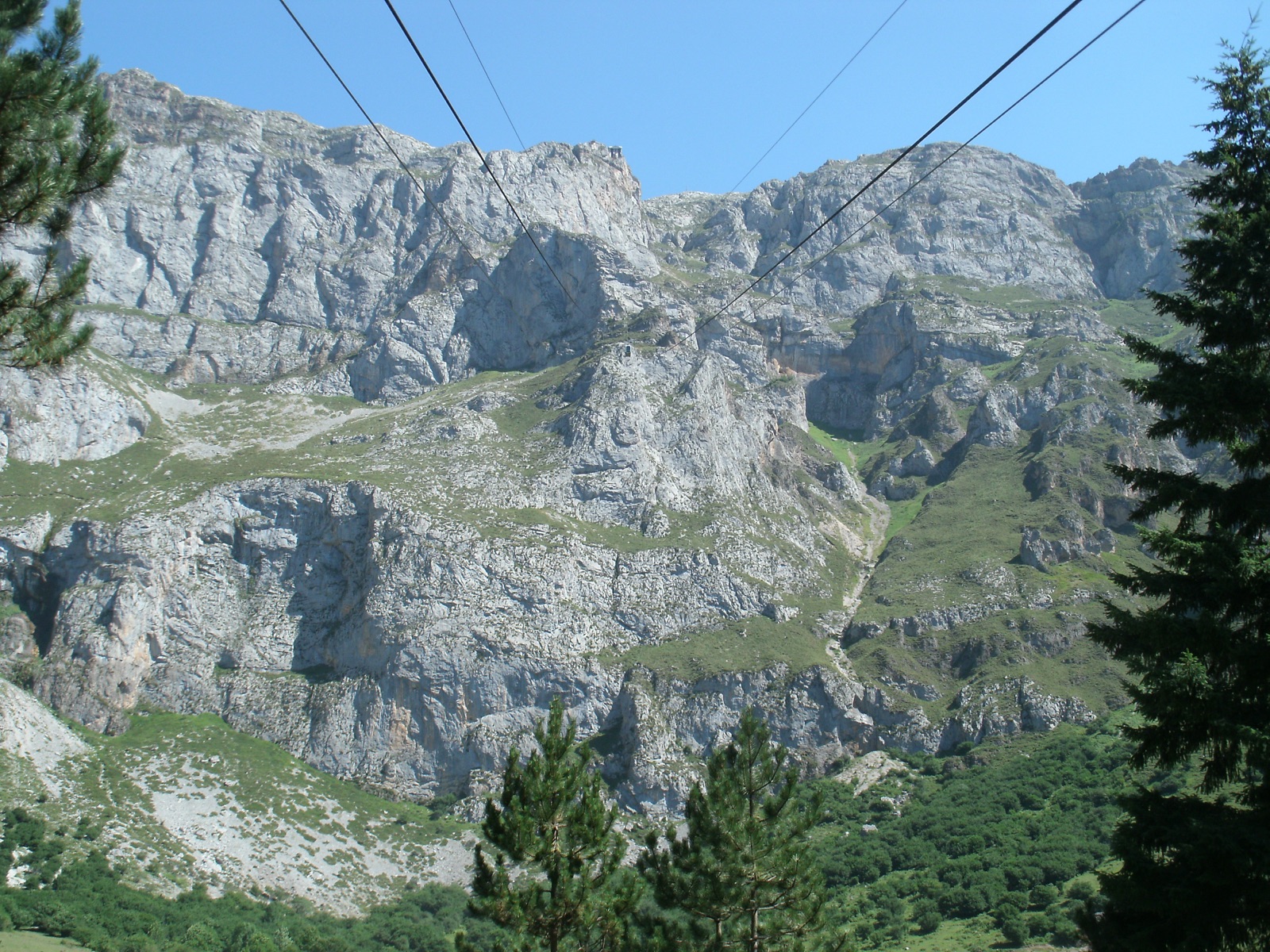 The Fuente Dé cable car on the cliff face